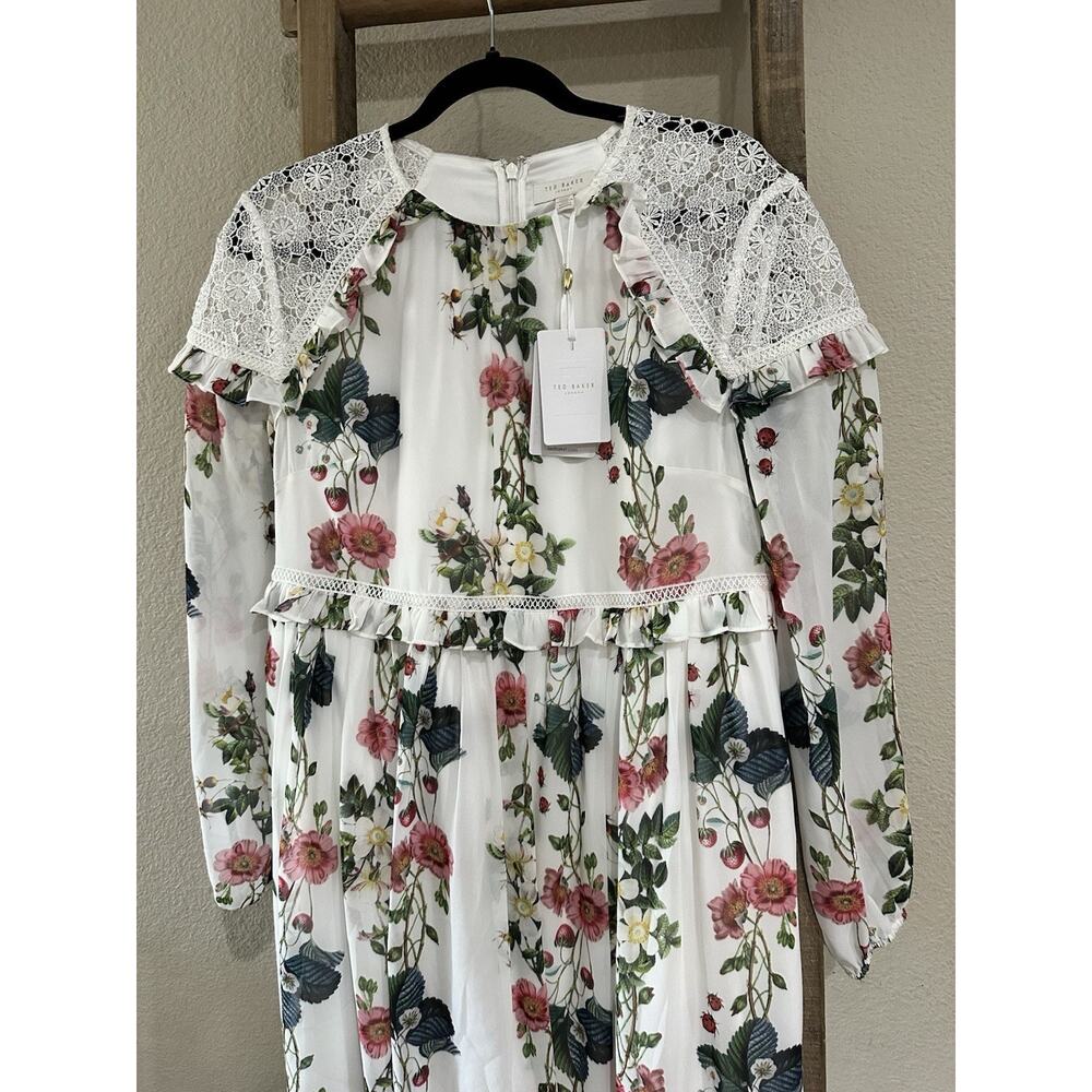 TED BAKER LONDON Maryam Oracle Long Sleeve Dress Floral Multi Size 4 $329 NEW - Picture 12 of 14